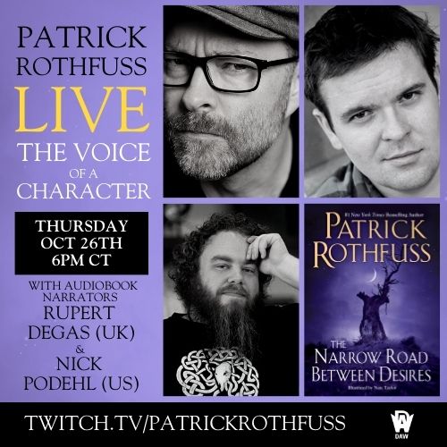 Rupert Degas and Nick Podehl with Patrick Rothfuss